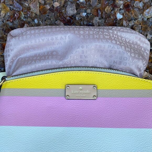 KATE SPADE Dune Striped Millie Grove Street Crossbody Bag Leather Multicolor EUC - Picture 11 of 16